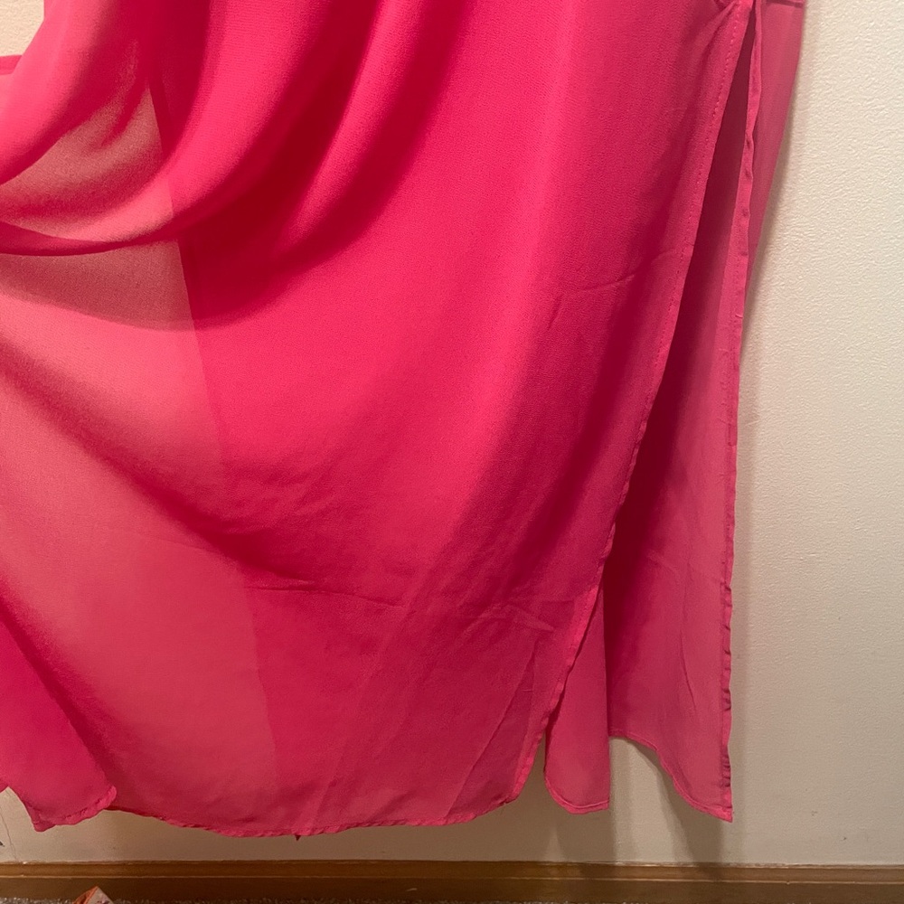 Kori America maxi dress pink with blue and white embroidery Aztec design - Picture 3 of 6